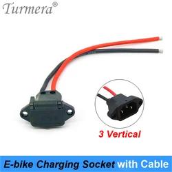 Turmera E-bike Battery Connector Plug Universal Three Vertical Charging Socket with 12AWG Cable for 36V 48V Electric Vehicle 5pc