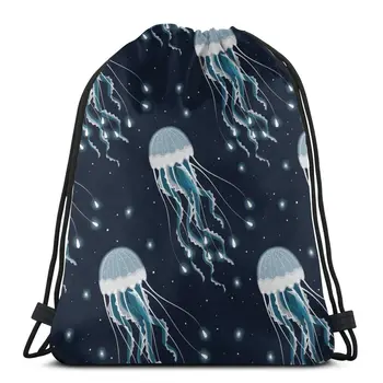 

Fashion Unisex Men Women Bag Glowing Jellyfish Outdoor Fitness Drawstring Beam Mouth Backpack Travel Backpack for Teenage