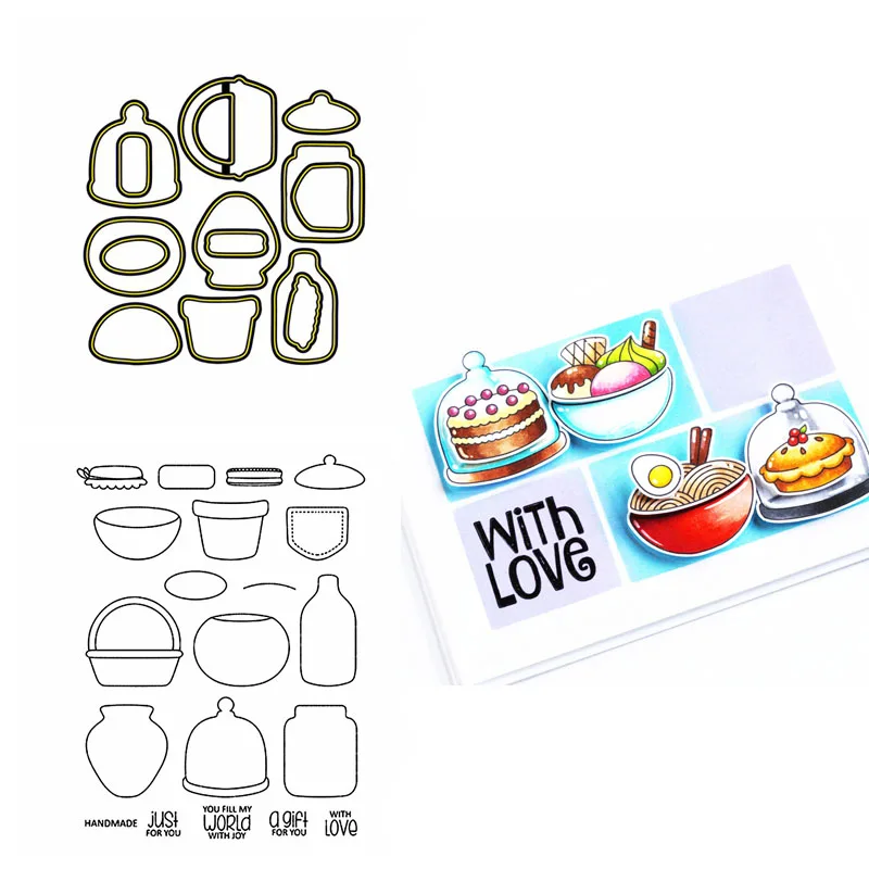 

Баночка, бутылка, набор карманных штампов и координационные штампы, 2 шт./лот, четкие прозрачные штампы для самостоятельного изготовления открыток для скрапбукинга