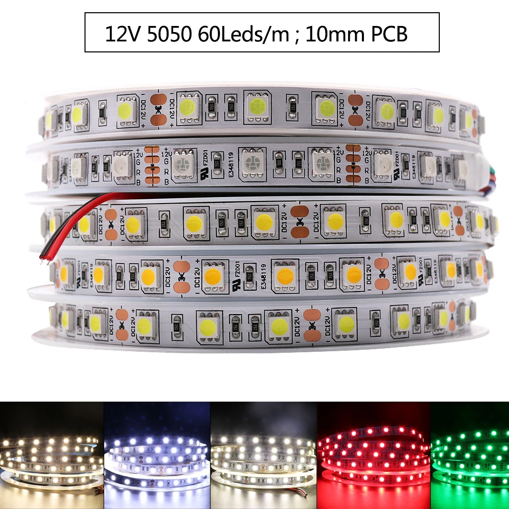5m 12V LED Strip SMD 5050 led light strip Waterproof 300LEDs 1200LEDs Flexible Led Ribbon White/RGB/Warm White Led Tape Light
