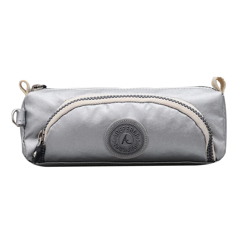 ACEPERCH Fashion Women Pencil Case Travel Neceser Cosmetic Bag Zipper Nylon Toiletry Organizador Makeup Bag Ladies - Color: Silver