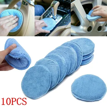 

10 Pieces Car Washing Foam Sponge Microfiber Cleaning Polishing Pads 4.7 Inches Vehicle Sponges Cloths Brushes