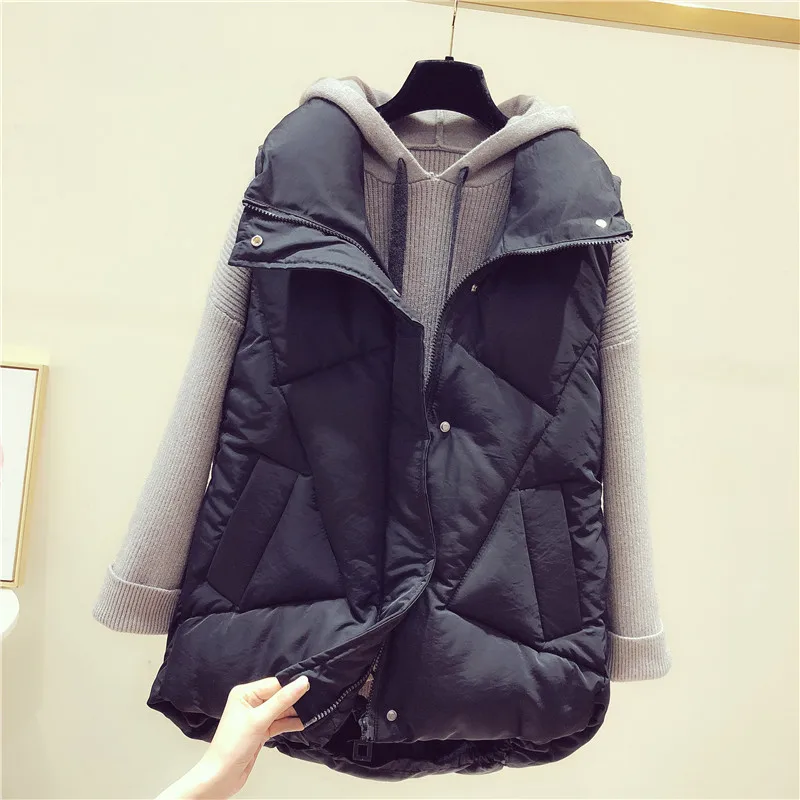 Женский хлопковый жилет осень зима модная короткая куртка Новое свободное плотное пальто без рукавов Однотонный женский хлопковый жилет XIN090