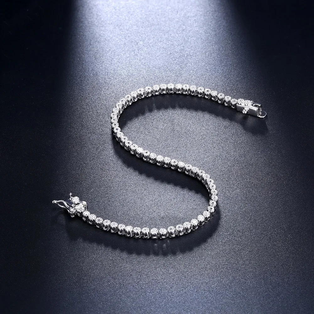 Made By Real Sterling Silver 17-19 CM Tennis Bracelets Jewelry Setting 2mm Stunning Zircon Luxury Solid 925 Jewellery