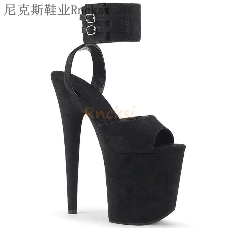 

Rncksi 20cm sandals with high heels, anti-falling model catwalk shoes with foot wristbands and street performance shoes