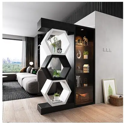 Living room entrance porch cabinet household shoe cabinet integrated modern simple light luxury wind double-sided shelf wine