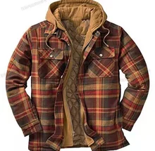 

Men's Vintage Lattice Hooded Jacket Thin Coat 2021 Autumn Fashion New