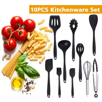 

Silicone Kitchen Tools Set Cooking Tools Utensils Set Spatula Shovel Soup Spoon with Wooden Handle Special Heat-resistant Design