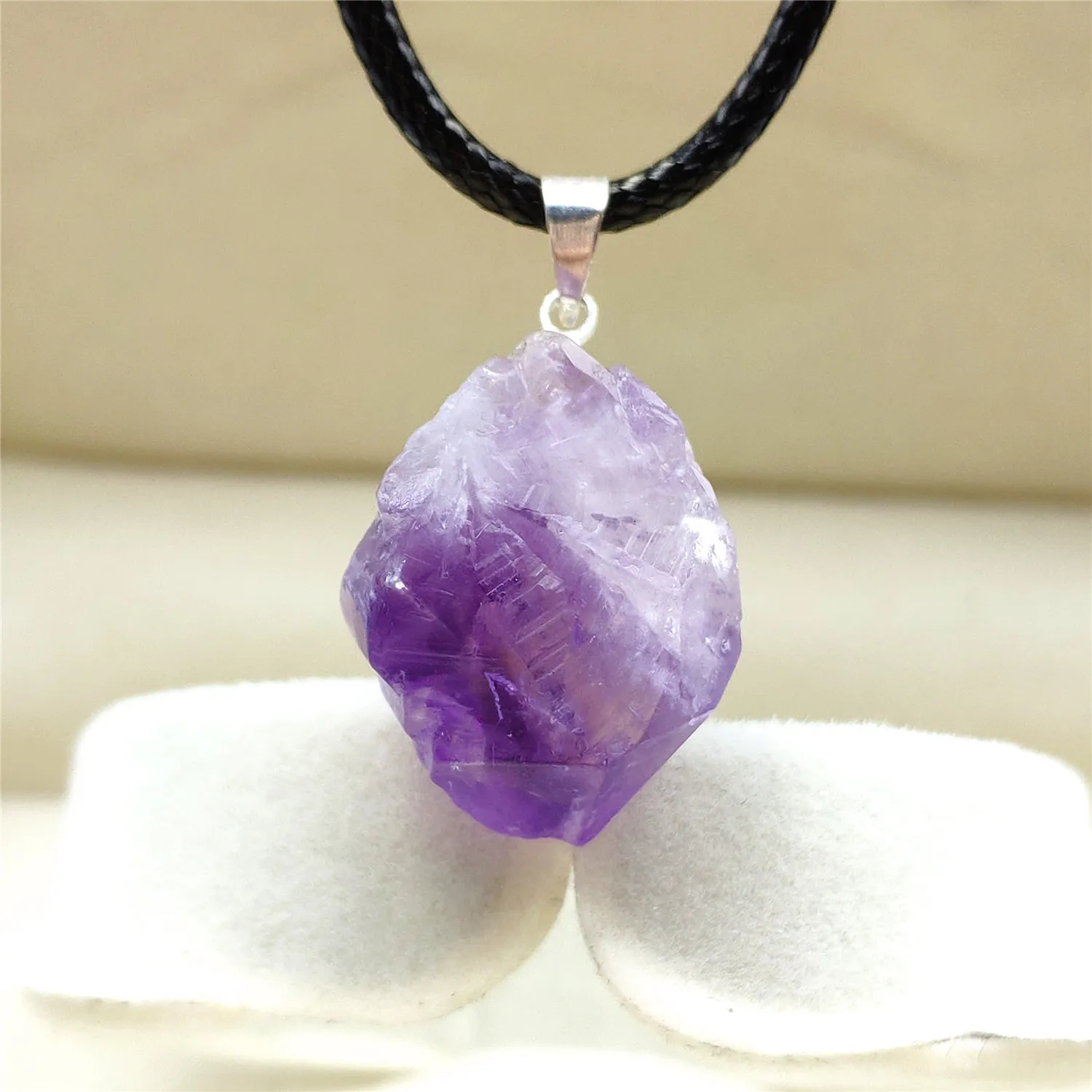 

100% Natural Lavender Amethyst Quartz Purple Raw Material Crystal Pendant Women Men 24x18mm Healing Stone AAAA