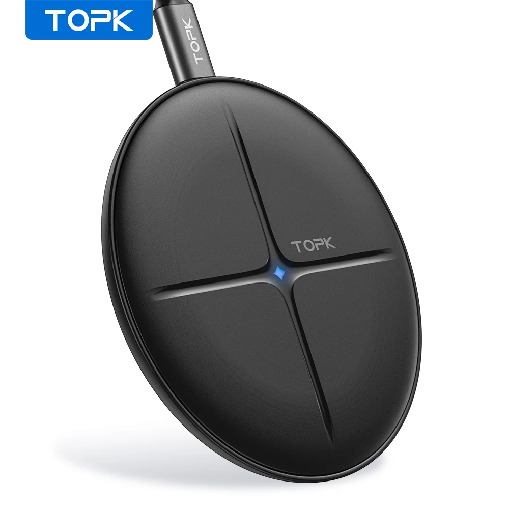TOPK 10W Schnelle Wireless Charging Pad für iPhone 12 11 X Xs 8 Drahtlose Ladegerät für Xiaomi Mi9 Samsung s10 Hinweis 9