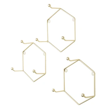

3pcs/set Iron Wall Mounted Kitchen Cup Display With Hooks Hexagon Shape Modern Hanging Storage Holder Simple Mug Rack