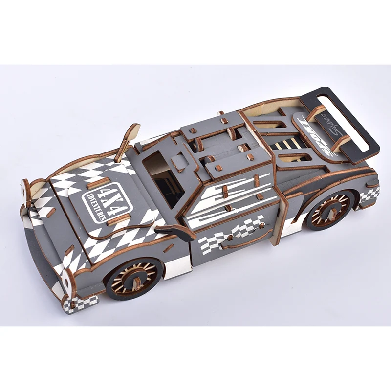 3D деревянная трехмерная головоломка для мальчиков DIY игрушки ручной работы крутая ходовая колесница обучающая деревянная игрушка мультяшный автомобиль
