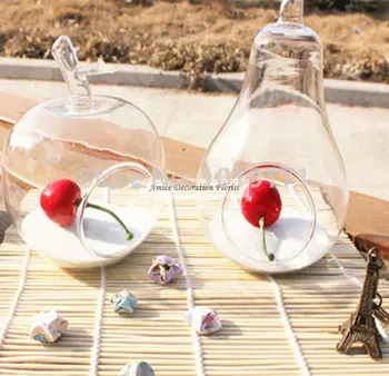 

Party Big 2pcs Apple Pear Crystal Wedding Home Coffee Bar Decor Glass Vase for Bonsai Plant Clear F352