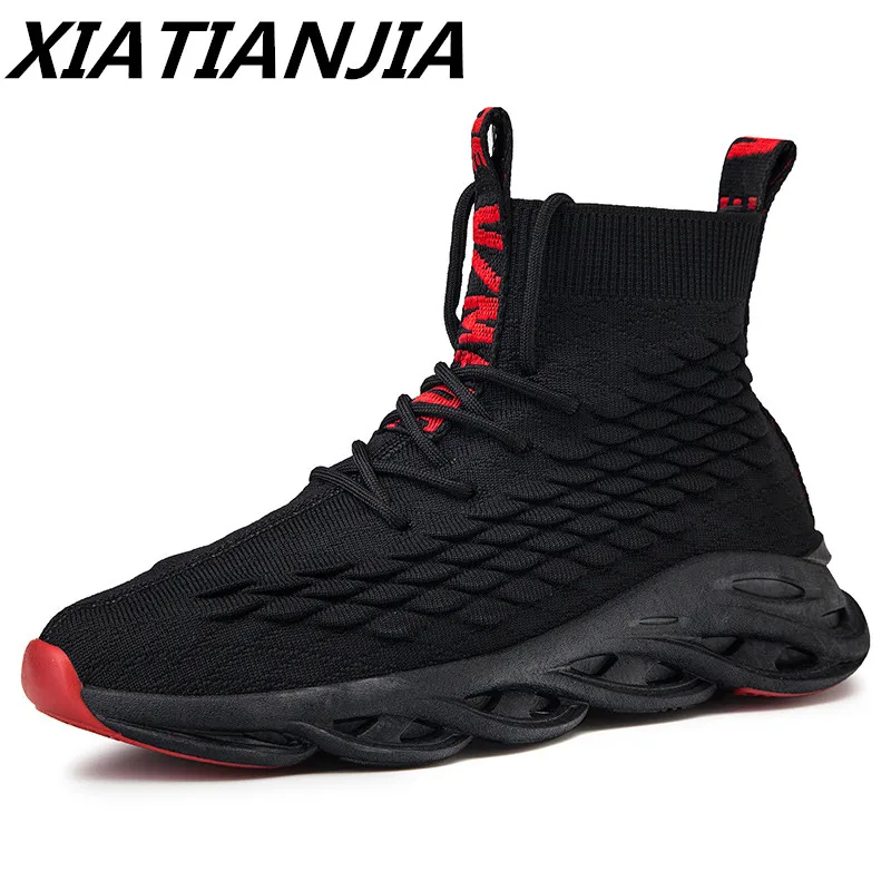 

Flying Woven Fish Scales High Help Socks Shoes Men Personality Tide Breathable Casual Men's Shoes Zapatillas Hombre Scarpe Uomo