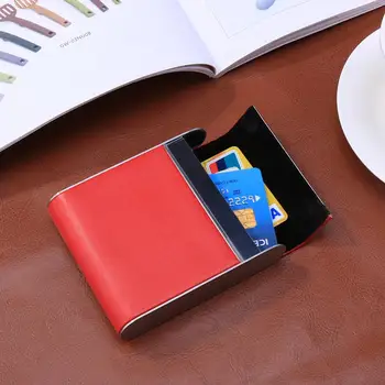 

Stainless Steel Bank Card Credit Card Box Anti-Theft Anti-Magnetic Degaussing Card Case Wallet Plain Red Ultra-thin Beautiful