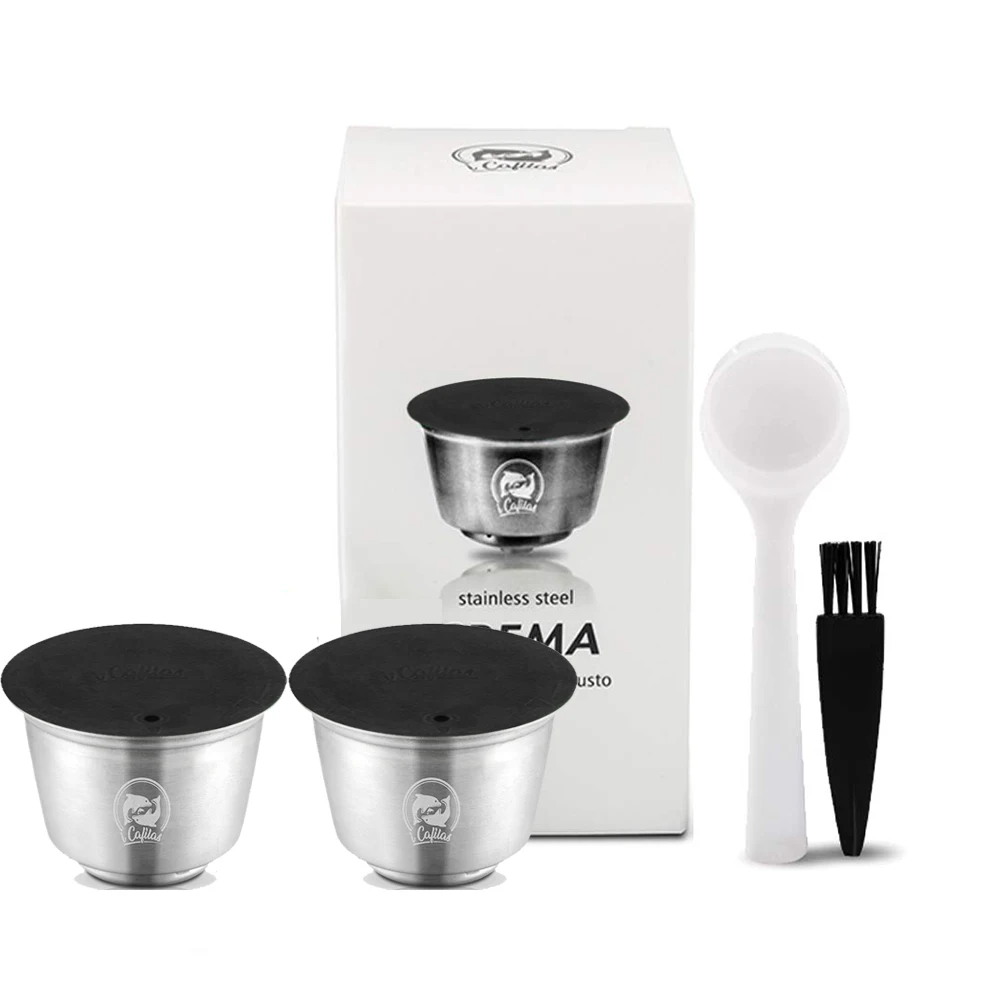 2Cup Многоразовая кофейная капсула чашка для Nescafe dolcee Gusto Lumio многоразовый фильтр Корпус из нержавеющей стали дизайн крышка - Цвет: 2Cup
