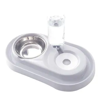 

Splash-proof Bowl Dual Bowl Water Fountain Automatic Drinking Bowl Portable Feeder Creative Feeding Basin With Water Bottle
