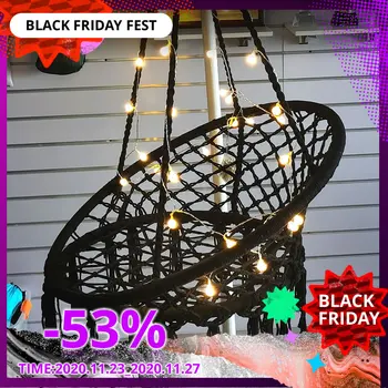 

Outdoor Hammock Chair Rope Cradle Macrame Swing Cotton Baby Pets-Bed
