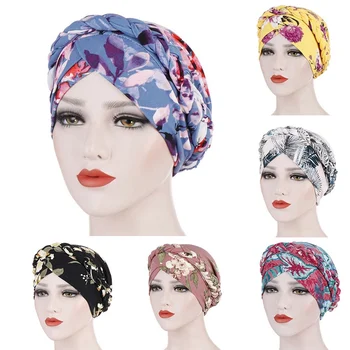 

Muslims Women Turban Hat Braid Silky Scarf Cotton Bonnet Caps Bandana Headscarf Headwrap Hair Loss Cover