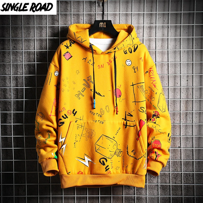 SingleRoad Men's Hoodies Men 2020 Spring Anime Graffiti Sweatshirt Male Hip Hop Harajuku Japanese Streetwear Yellow Hoodie Men SingleRoad Men's Hoodies Men 2020 Spring Anime Graffiti Sweatshirt Male Hip Hop Harajuku Japanese Streetwear Yellow Hoodie Men