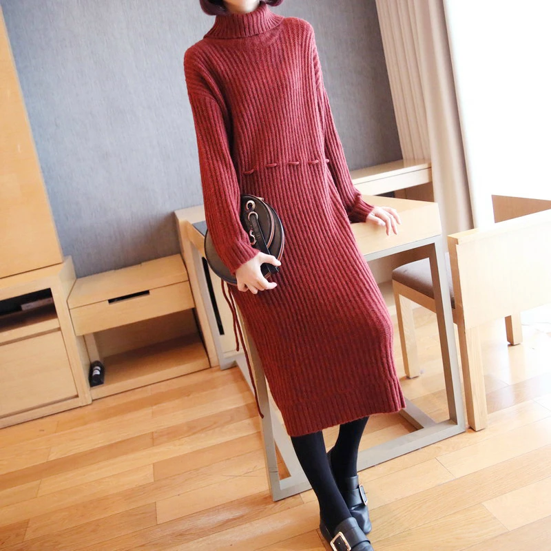 thick turtleneck sweater dress