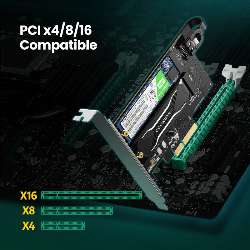 SSD Adapter Card Ugreen PCIE to M2 Adapter NVMe PCI Express X16/8/4 Adapter SSD M.2 Enclosure 32Gbps PCI-E Card M&B Key Computer Add On Cards