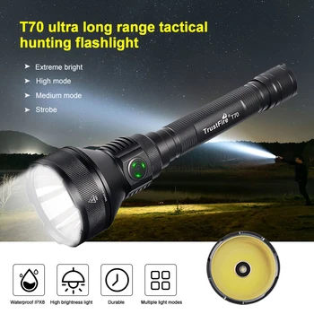 

Trustfire T70 Powerful LED Flashlight 2300lm 15W LED Torch Ultra Waterproof Rechargeable Hunting Lantern Tactical light