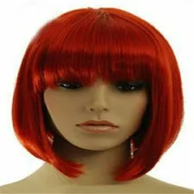 Лидер продаж, модный красный короткий Боб, прямой челка для женщин, девушек, парик для волос