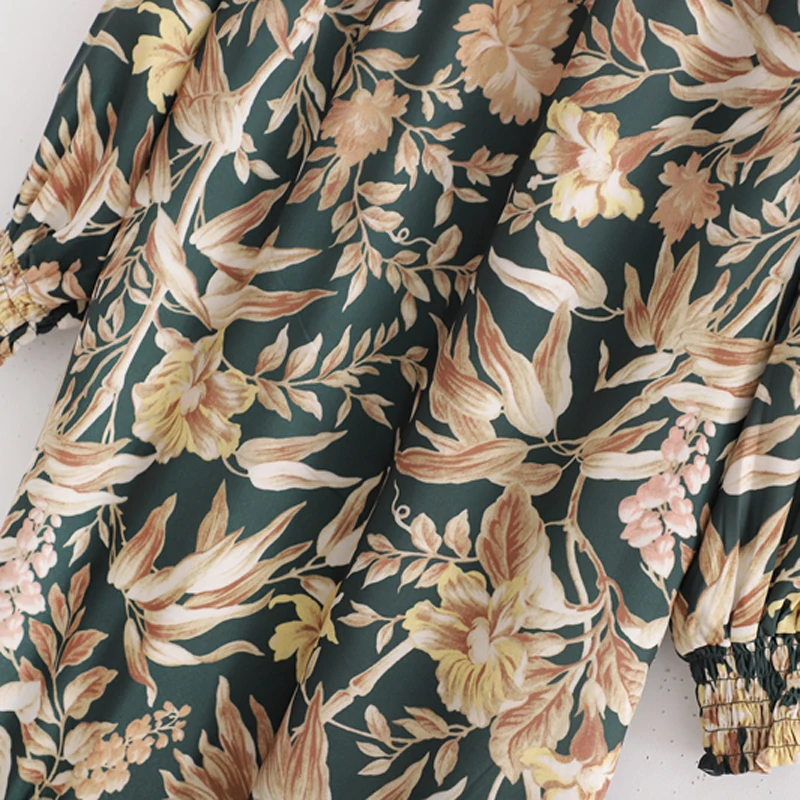 RR Elastic Stand Collar Dresses Women Fashion Loose Printed Dress Women Elegant Ankle Length Dresses Female Ladies JU