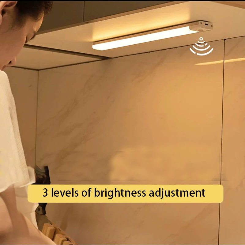

Super Bright 132pcs Light Bead Motion Sensor LED Under Cabinet Light 3 Color USB Recharge Night Light Closet Wall lamp Home Deco