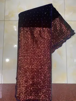 

Hot Sale African Lace Fabric 2020 High Quality Lace Velvet Lace With Sequins Nigerian Lace Fabrics For Wedding Dress