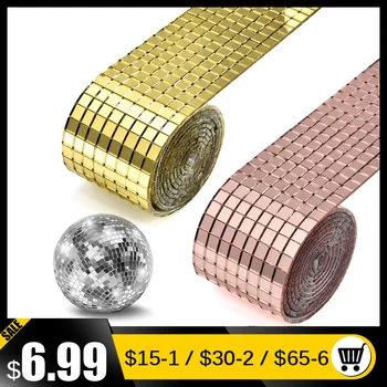 

2 pcs Self-Adhesive Real Glass Mirror Mosaic Tiles Mini Square Round Glass Craft For DIY Handmade Crafts,Ball,Party Home Decor