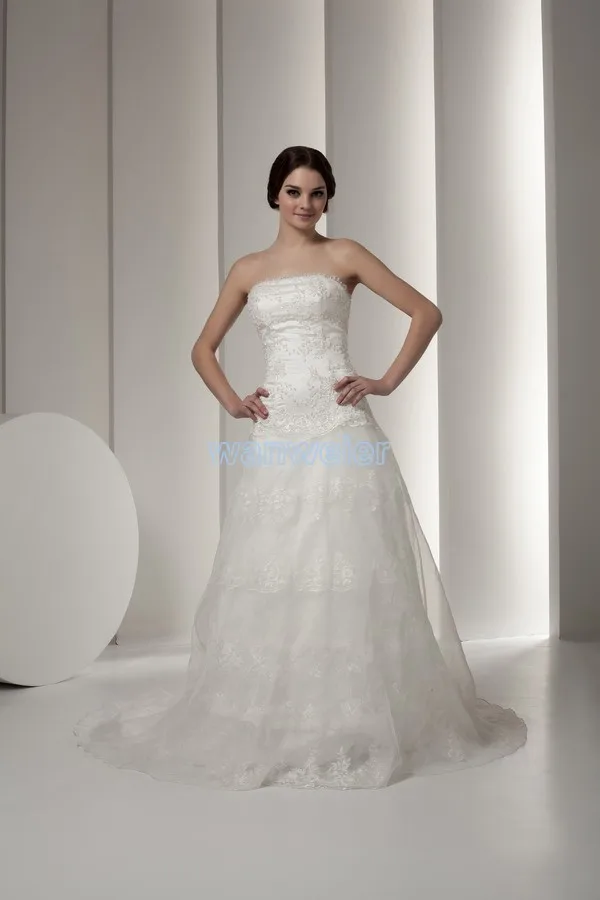 

free shipping bridal dress 2016 luxury new custom size/color white/ivory wedding garment lace actual a line simple wedding dress