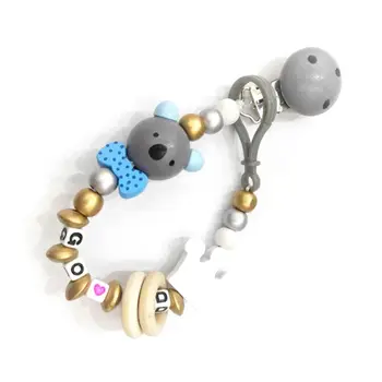 

Baby Pacifier Chain Kids Boys Girls Anti-fall Clip Chains Cute Cartoon Koala Letters Infants Chew Toy Nipple Feeding Appease