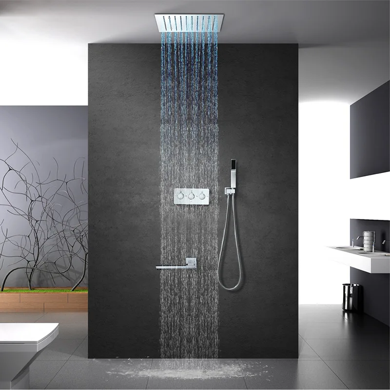 

Bed & Breakfast Hotel Awning Shower Wall-in Embedded LED Remote Control Hot And Cold Shower Set HI05031B