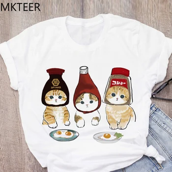 

Cute Kawaii Cat Funny Cartoon T Shirt Women Harajuku Ullzang Casual Top Women Cute 90s Printed Tshirt Aesthetic Top Tees Female