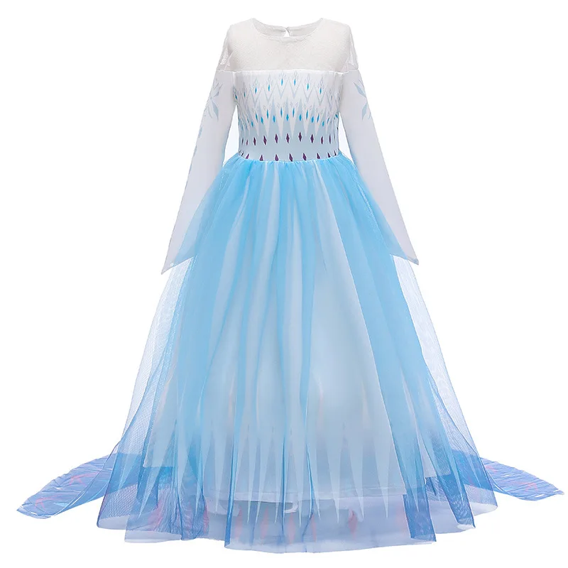 

2020 New Girl Anna Elsa 2 Cosplay Dress Kids Birthday Party Princess Dresses For Girls Clothing Children Long Sleeve Custome
