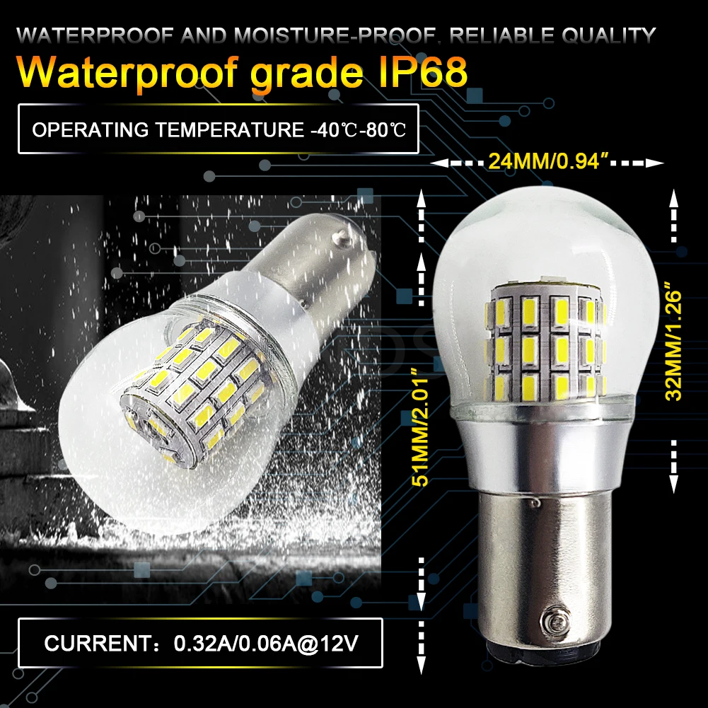 2Pcs 4W Auto 1157 BAY15D P21/5W BAZ15D P21/4W BA15D 3014SMD 39LED White Red Yellow 12V-24V Car Brake Stop Turn Tail signal Lamp