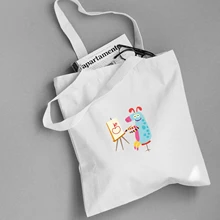 Мультяшный анимационный принт детство Забавный хлопок холст продуктовый тоут хозяйственные сумки большой емкости складные сумки на плечо Kawaii