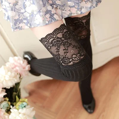 Sexy Medias Lace Up Long Knee Socks Women Over Knee Thigh High Stockings Fashion Ladies Girls Warm Sexy Blend Tights Black White 1pair Style 8