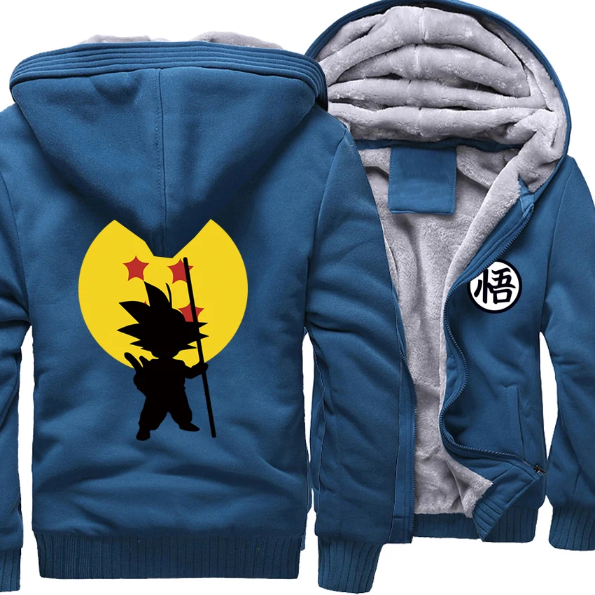 lake blue Hot Sale Men Clothing Fashion Winter Thick Men's Hoodies Hip Hop Anime Dragon Ball Z Jacket Harajuku Zipper Hipter Coat Top - Цвет: lake blue