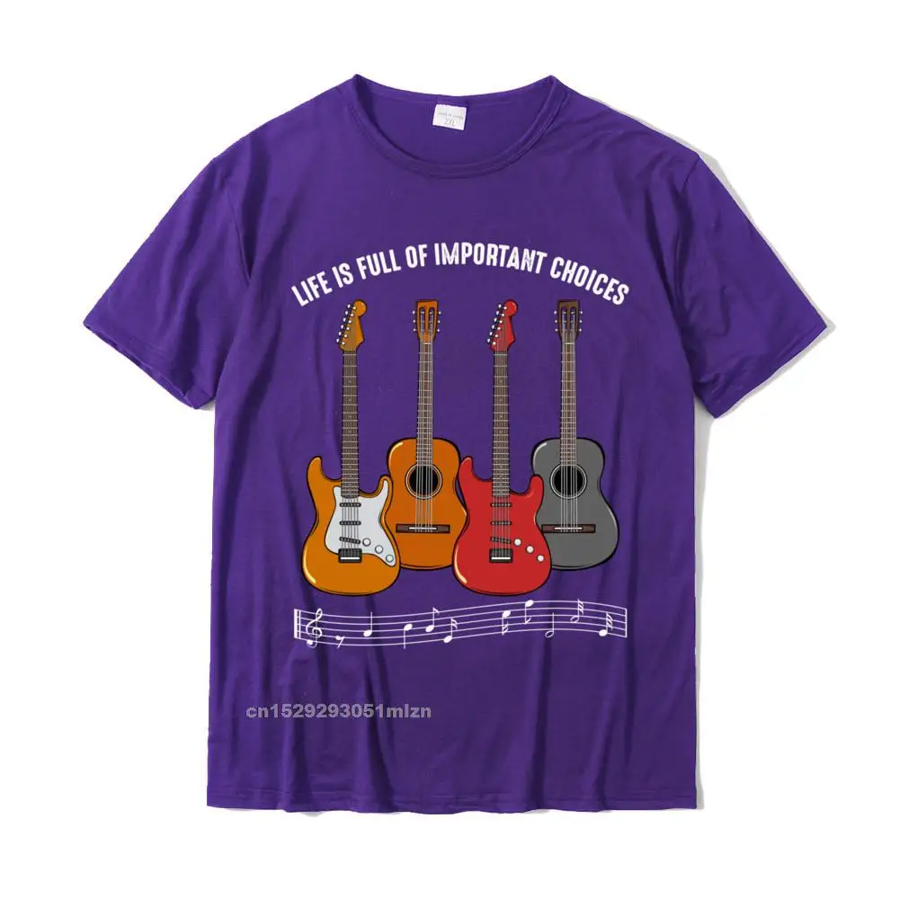 Tops Shirts Design T Shirt Summer Hot Sale Leisure Short Sleeve Pure Cotton O-Neck Men's Top T-shirts Leisure Wholesale Life is Full of Important Choices Guitar Musician Guitarist Pullover Hoodie__4747 purple