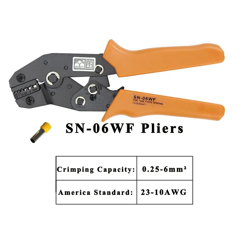 SN-06WF Обжимные плоскогубцы SN 06WF челюсти для неизолированных клемм и неизолированных наконечников и таб сосудов ручной инструмент - Цвет: SN-06WF
