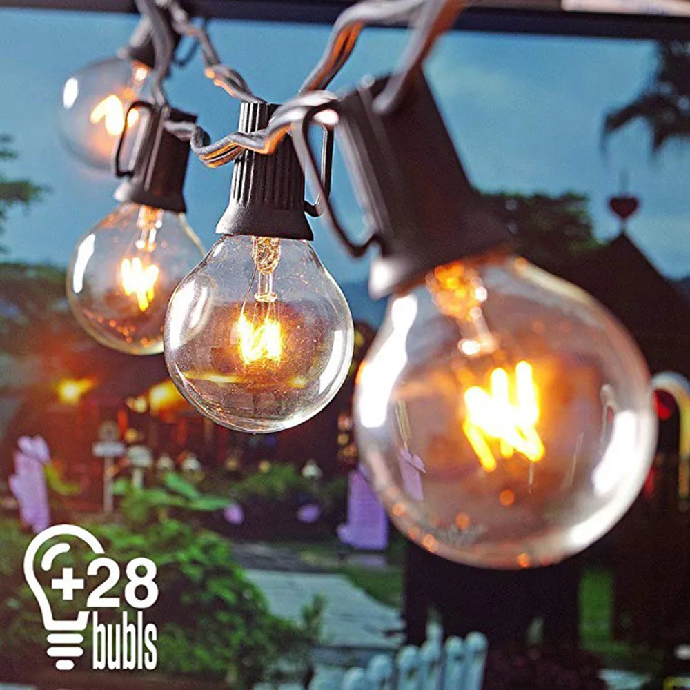 

25Ft G40 Globe Bulb String Lights With 25 Clear Ball Vintage Bulbs Indoor/Outdoor Hanging Umbrella Patio String Lighting EU/US