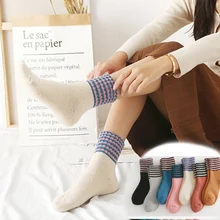 Зимние плотные женские носки; утепленные махровые теплые женские носки в полоску; шерстяные носки; модные милые зимние сапоги для девочек; Socken Sokken