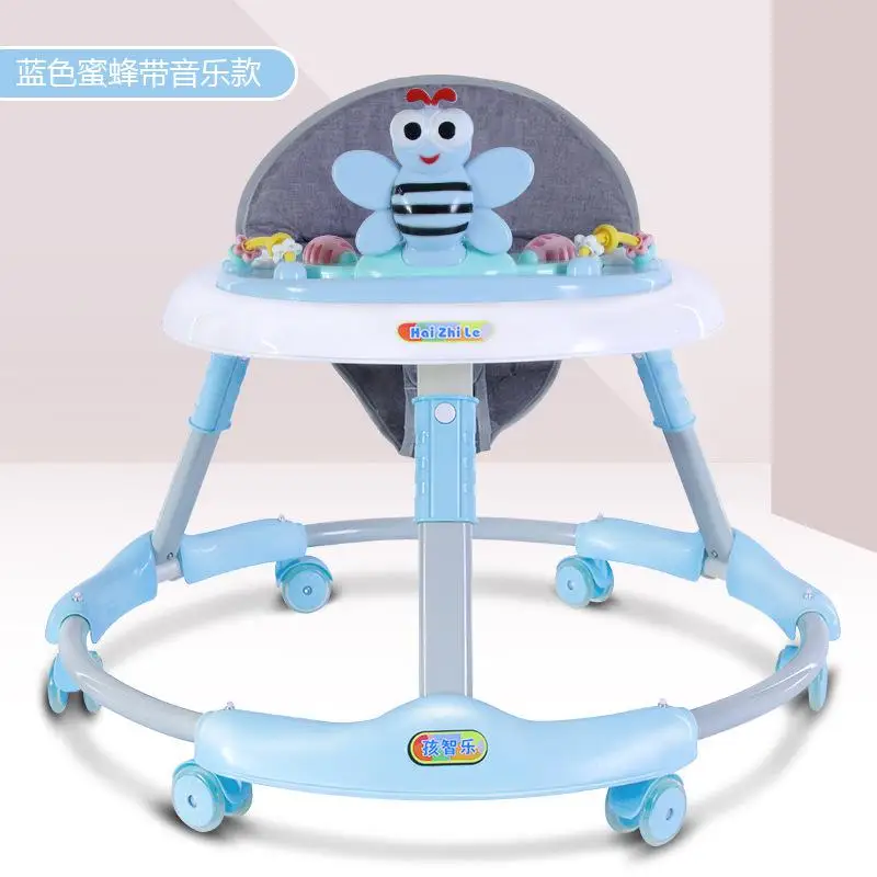 Children's Walking Car With Rollover-proof Foldable Belt Music Multifunctional Walker - Цвет: e