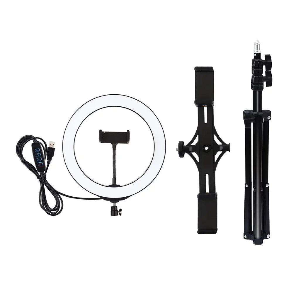

RGB Dimmable LED Ring Photography Light Selfie Fill Light +Double-position Crossbar Bracket Photography Tripod