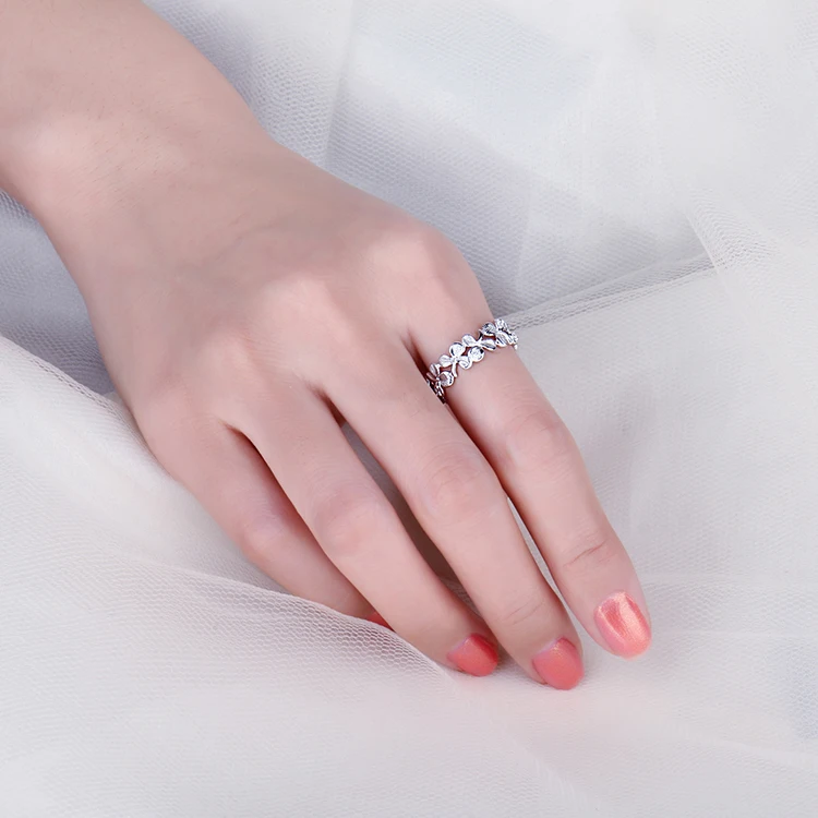 JewelryPalace Lucky 3 листьев клевера кубического циркония стекируемые Свадебные Кольца для женщин 925 пробы серебро ювелирные украшения мод