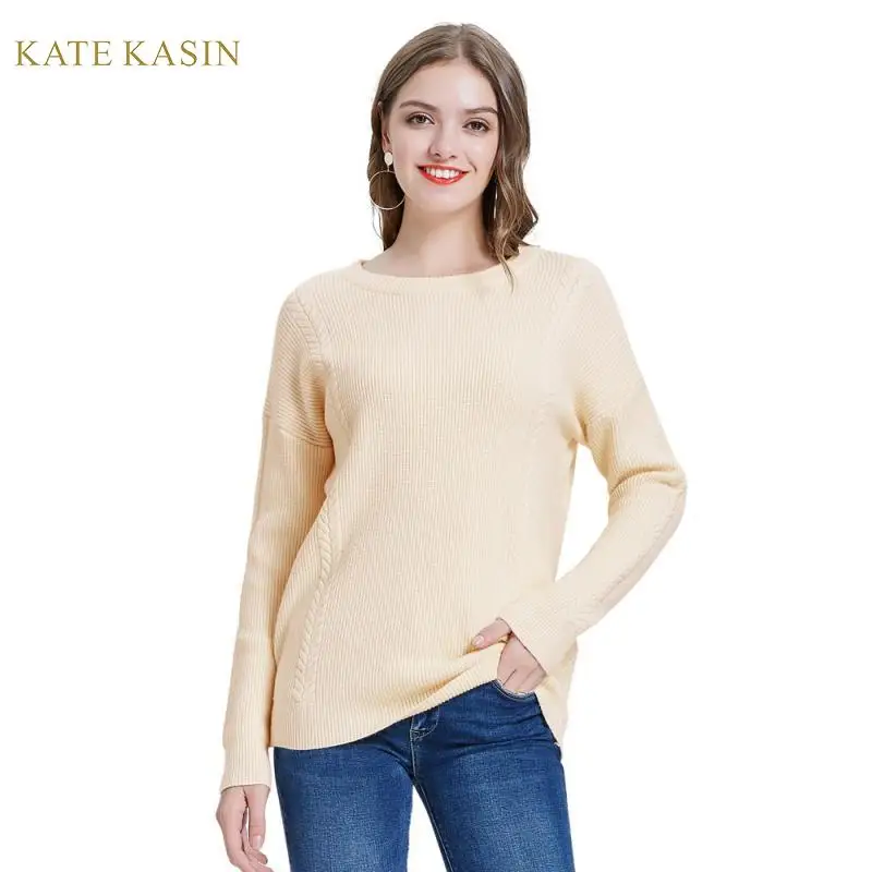 

Kate Kasin Autumn/Winter Thickened Sweater Women Long Sleeve Warm Knitted Pullover Sweaters High Stretchy Loose Fit Knitwear Top
