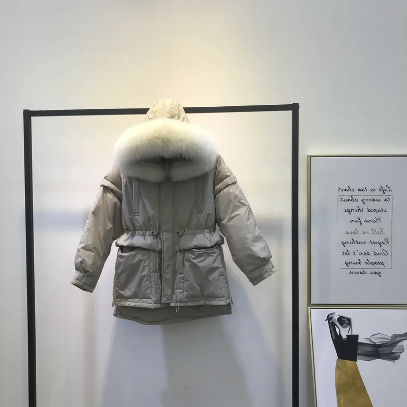 

2020 winter with hood and fox fur collar, women down jacket, park, women's jacket kj3342